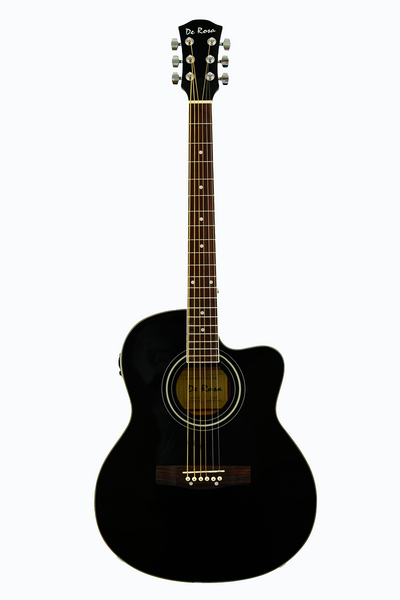 De Rosa GA700CE BK Cutaway Acoustic Electric Thin Body Guitar