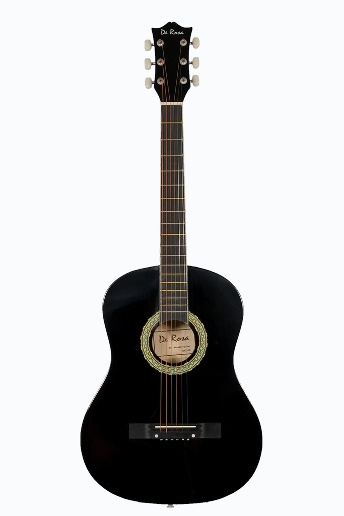 De Rosa DK3810R-BK Kids Acoustic Guitar Outfit Black - ccttek