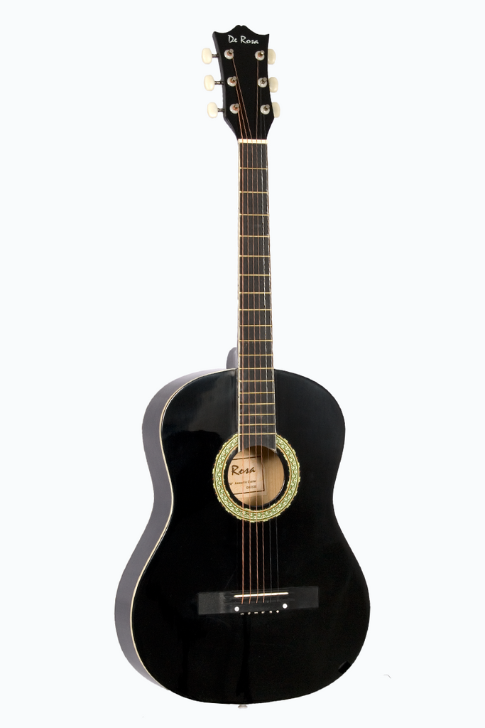 De Rosa DK3810R-BK Kids Acoustic Guitar Outfit Black - ccttek