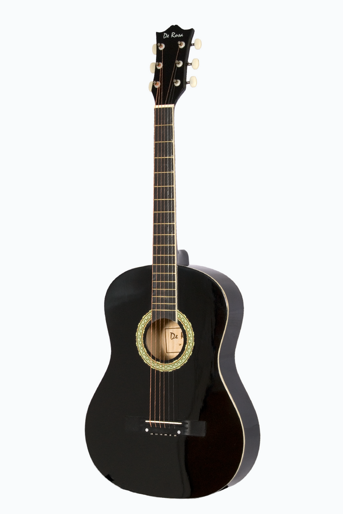 De Rosa DK3810R-BK Kids Acoustic Guitar Outfit Black - ccttek