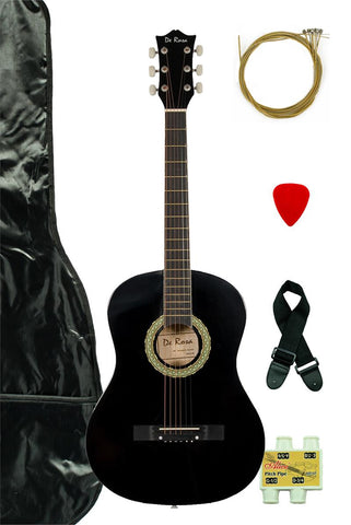 De Rosa DK3810R-BK Kids Acoustic Guitar Outfit Black - ccttek