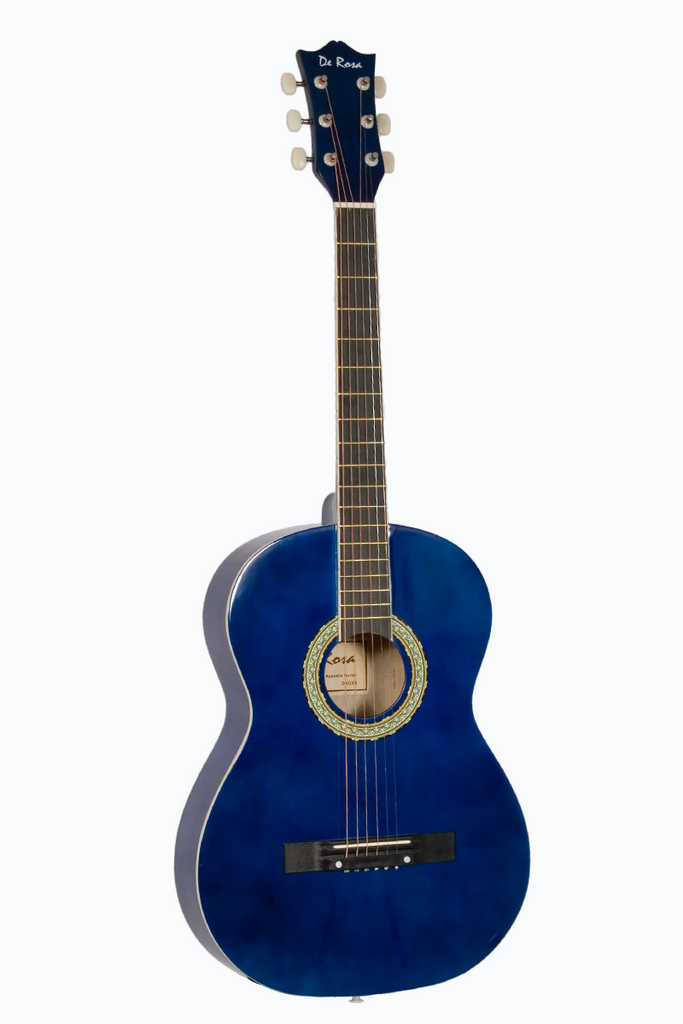 De Rosa DK3810R-BLS Kids Acoustic Guitar Outfit Blue - ccttek