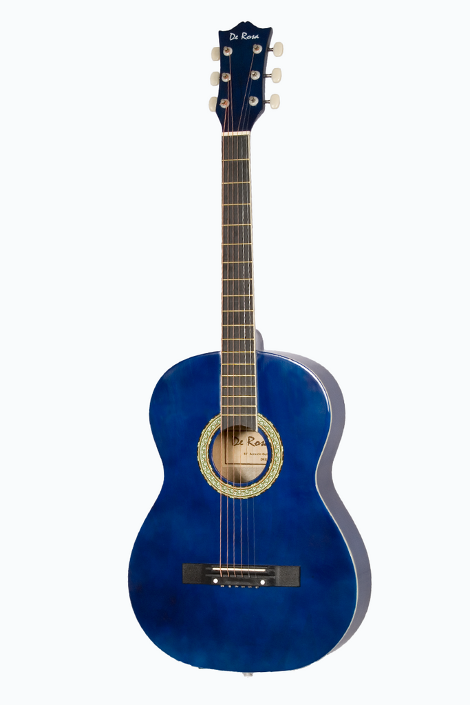 De Rosa DK3810R-BLS Kids Acoustic Guitar Outfit Blue - ccttek