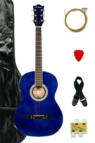 De Rosa DK3810R-BLS Kids Acoustic Guitar Outfit Blue - ccttek