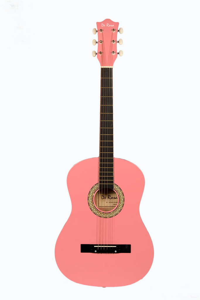 De Rosa DK3810R-PK Kids Acoustic Guitar Outfit Pink - ccttek