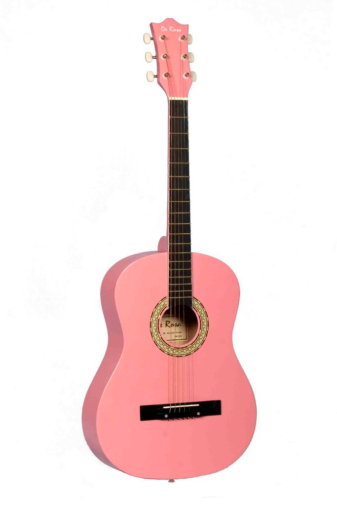 De Rosa DK3810R-PK Kids Acoustic Guitar Outfit Pink - ccttek