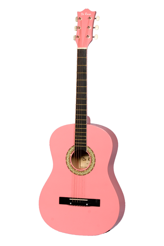 De Rosa DK3810R-PK Kids Acoustic Guitar Outfit Pink - ccttek