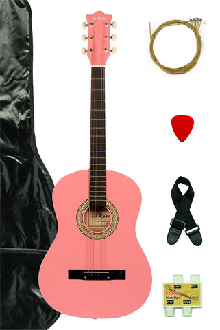 De Rosa DK3810R-PK Kids Acoustic Guitar Outfit Pink - ccttek