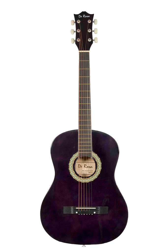 De Rosa DK3810R-PL Kids Acoustic Guitar Outfit Purple - ccttek