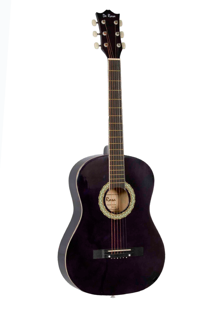 De Rosa DK3810R-PL Kids Acoustic Guitar Outfit Purple - ccttek