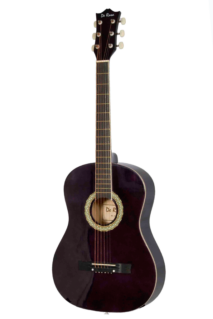 De Rosa DK3810R-PL Kids Acoustic Guitar Outfit Purple - ccttek