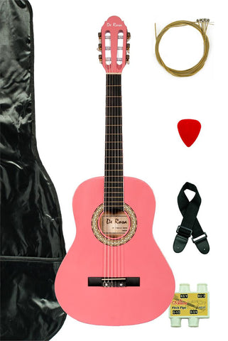 De Rosa DKF36-PK Kids Classical Guitar Outfit Pink - ccttek
