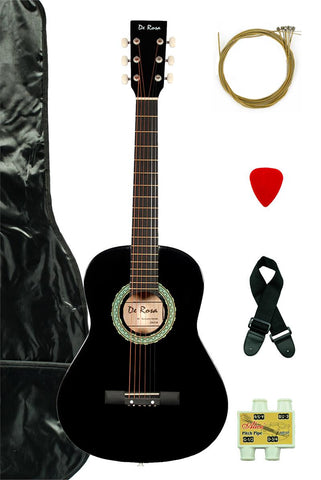 De Rosa DKG36-BK Kids Acoustic Guitar Outfit Black - ccttek