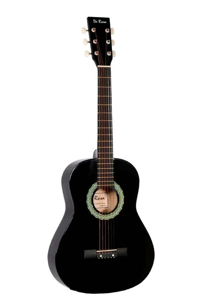 De Rosa DKG36-BK Kids Acoustic Guitar Outfit Black - ccttek