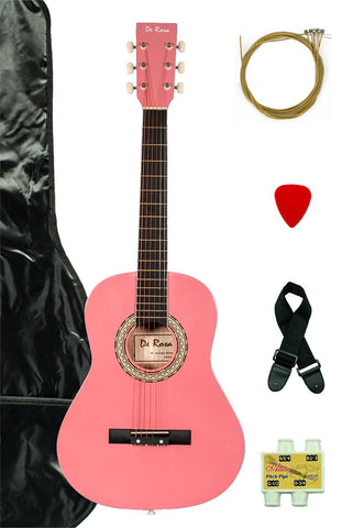 De Rosa DKG36-PK Kids Acoustic Guitar Outfit Pink - ccttek