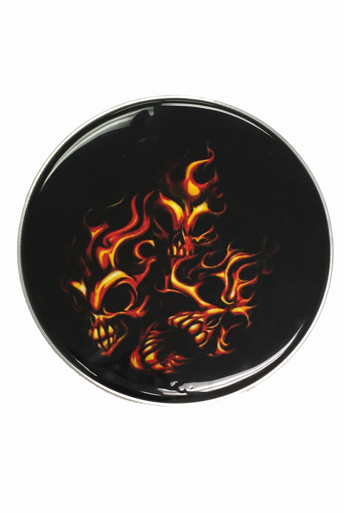 Skulls on Fire Drum Head DPH22K-FL2 Custom Graphic Flames Resonant Bass Drum - ccttek