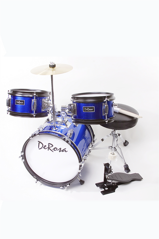 De Rosa DRM312-BU 3 Piece 12" Kid's Junior Drum Set Blue - ccttek