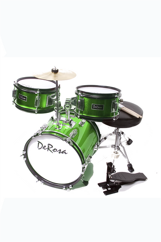 De Rosa DRM312-GR 3 Piece 12" Kid's Junior Drum Set Green - ccttek