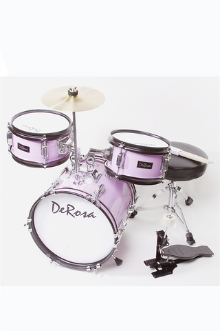 De Rosa DRM312-MPK 3 Piece 12" Kid's Junior Drum Set Metallic Pink - ccttek