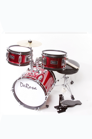 De Rosa DRM312-RD 3 Piece 12" Kid's Junior Drum Set Red - ccttek