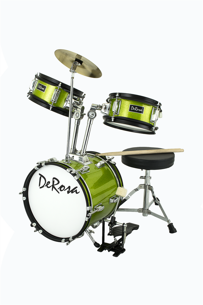 De Rosa DRM312-SGR 3 Piece 12" Kid's Junior Drum Set *Spark Collection* Green - ccttek