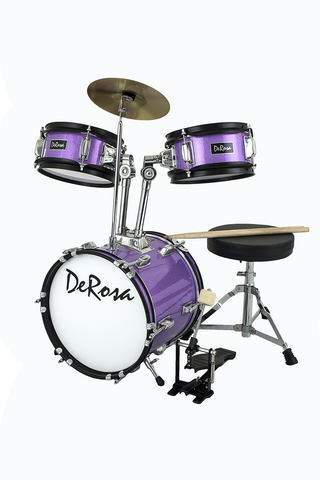 De Rosa DRM312-SPL 3 Piece 12" Kid's Junior Drum Set *Spark Collection* Purple - ccttek