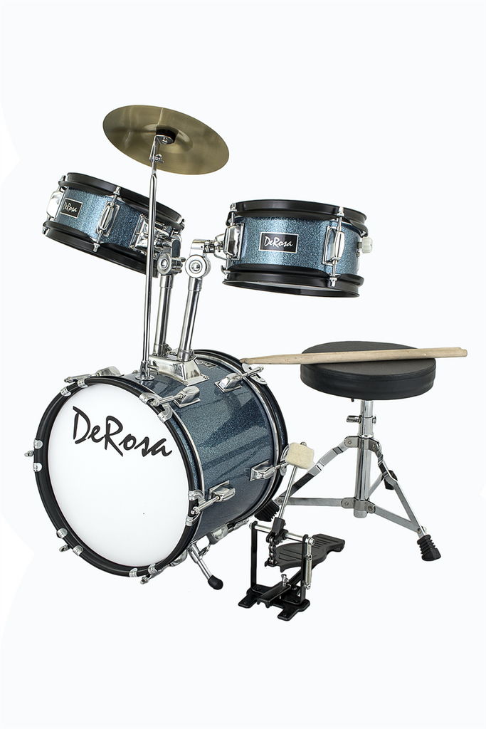 De Rosa DRM312-STQ 3 Piece 12" Kid's Junior Drum Set *Spark Collection* Turquoise - ccttek