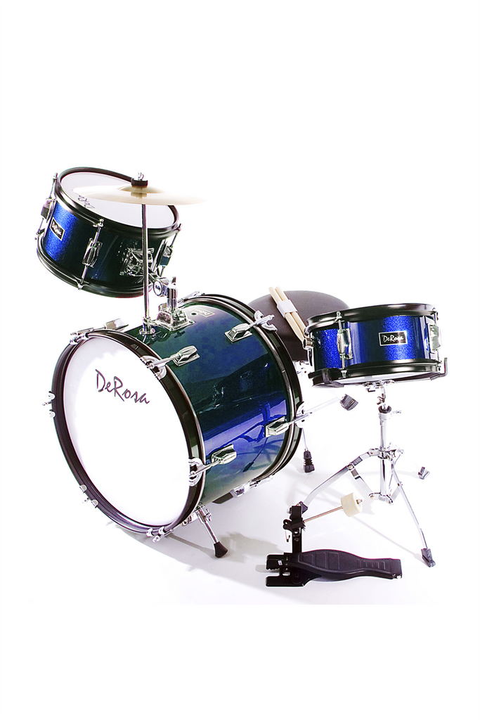 De Rosa DRM316-BU 3 Piece 16" Kid's Junior Drum Set Blue - ccttek