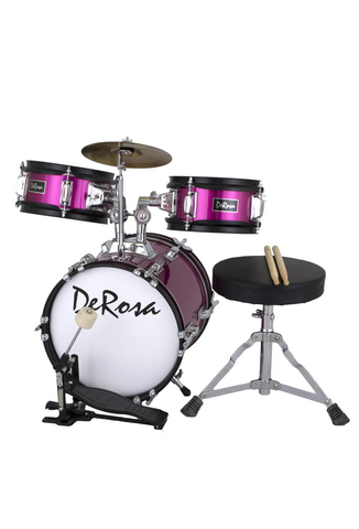 De Rosa DRM312-HPK 3 Piece 12" Kid's Junior Drum Set Hot Pink - ccttek