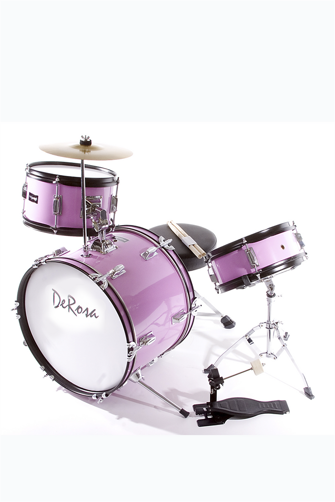 De Rosa DRM316-MPK 3 Piece 16" Kid's Junior Drum Set Metallic Pink - ccttek