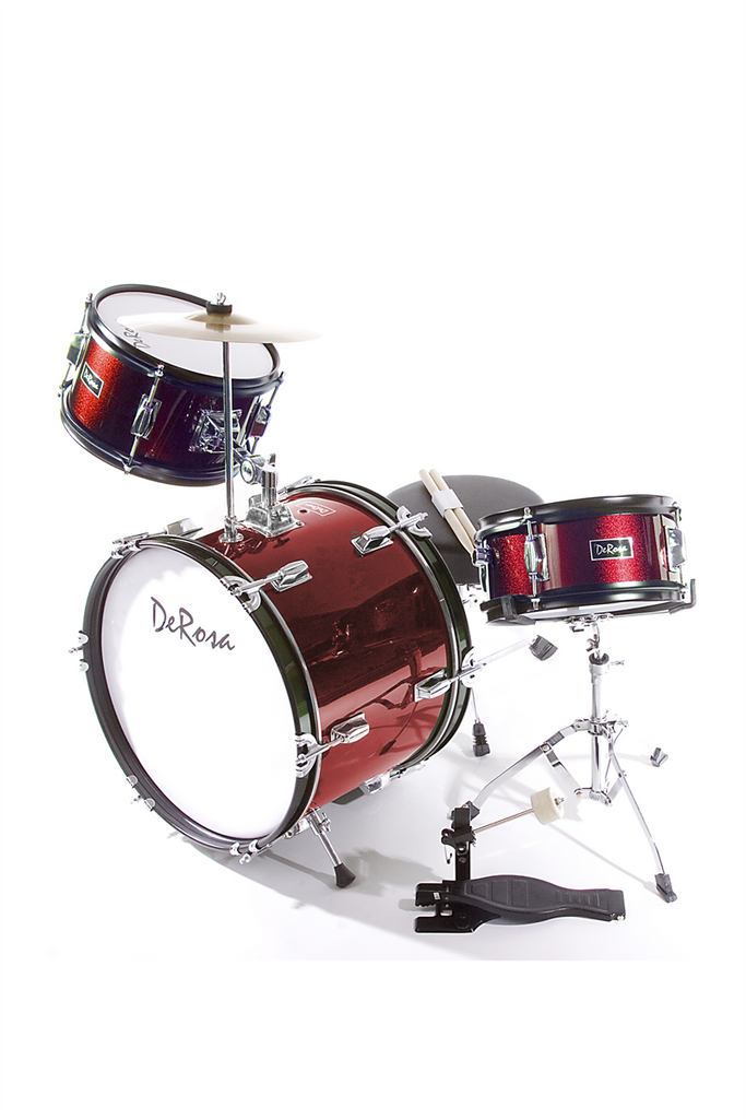 De Rosa DRM316-RD 3 Piece 16" Kid's Junior Drum Set Red - ccttek