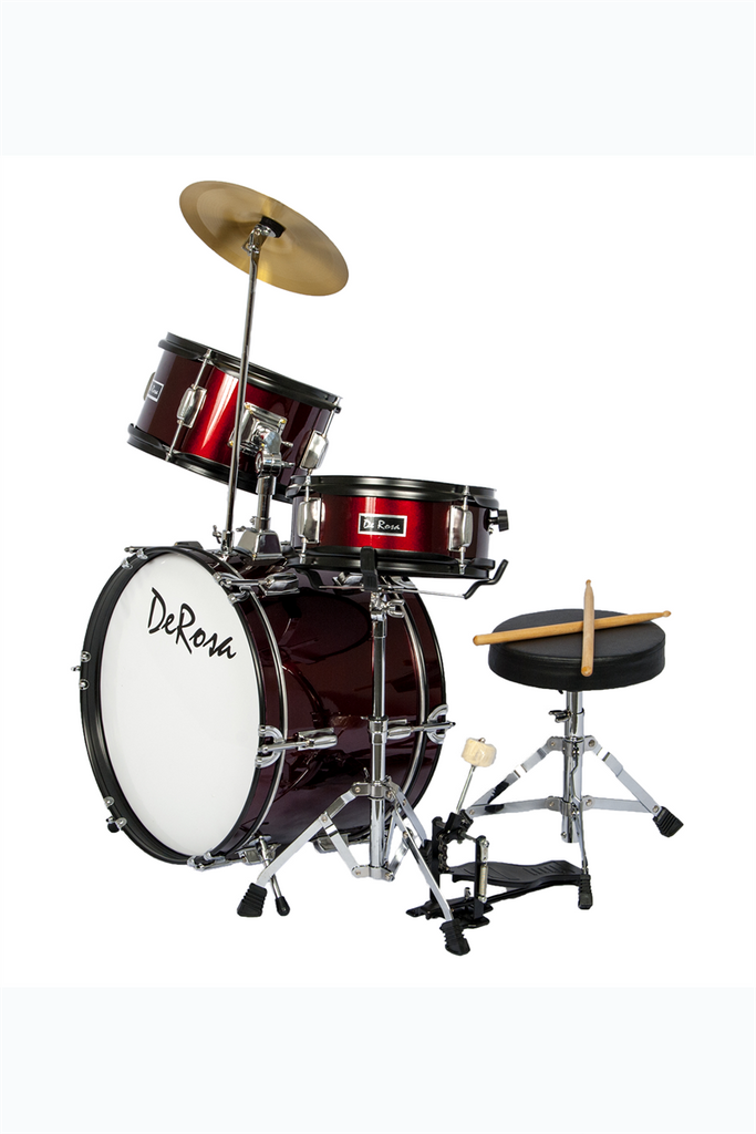 De Rosa DRM316-WRD 3 Piece 16"  Kid's Junior Drum Set Wine Red - ccttek