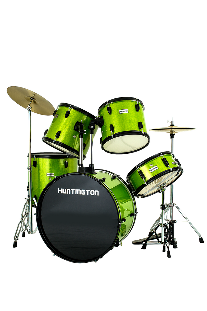 Huntington DRM500-SGR 5 Piece Drum Kit Sparkle Green - ccttek