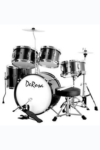De Rosa DRM516-BK 5 Piece 16" Kid's Junior Drum Set Black - ccttek