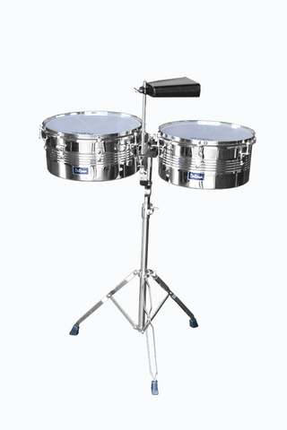 De Rosa DRM-TIM Timbale Set with Cow Bell and Stand Silver - ccttek