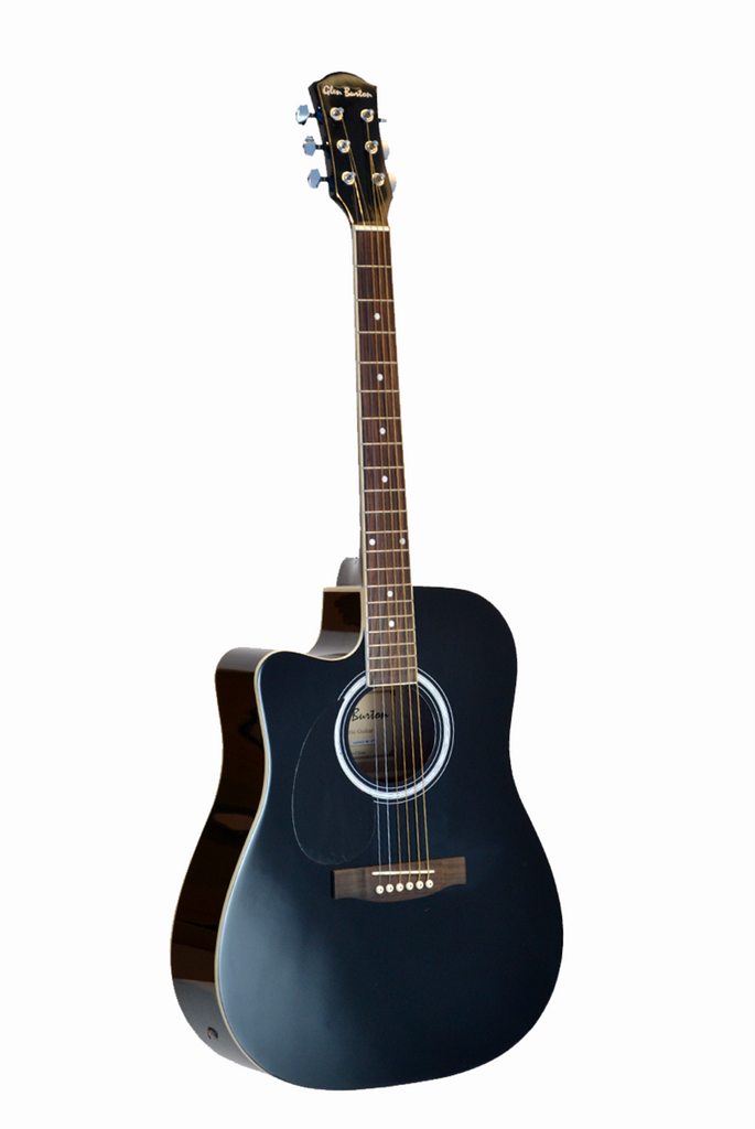 Glen Burton GA204CE-BK-LFT Cutaway Acoustic-Electric Guitar Left Handed - ccttek