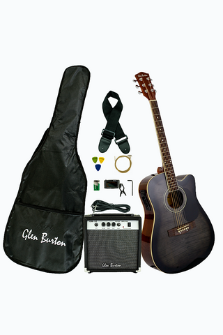 Glen Burton GA204BCO-BK Acoustic Electric Guitar Combo Pack - ccttek