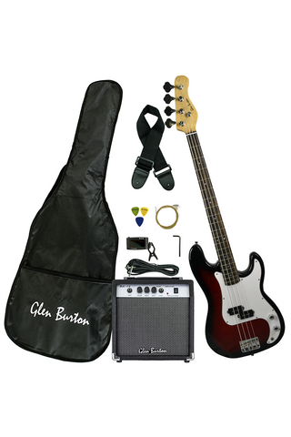 Glen Burton GB150BCO-RDS Solid Body Electric Bass Guitar Combo - ccttek
