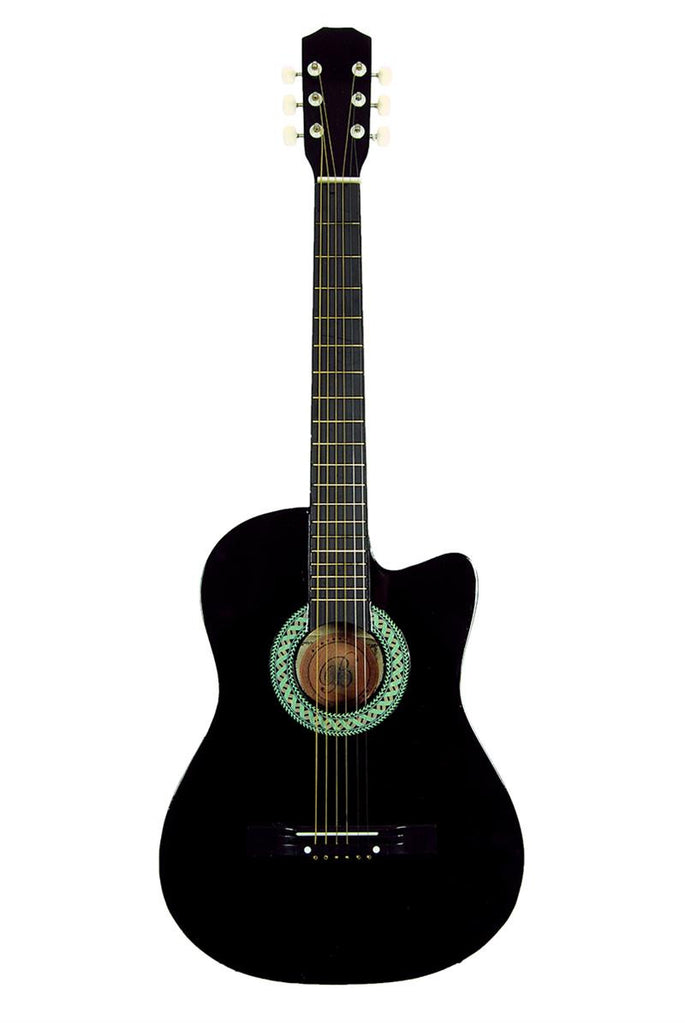 Economy GC3810R-BK 38 Inch Black Cutaway Folk Acoustic Guitar - ccttek