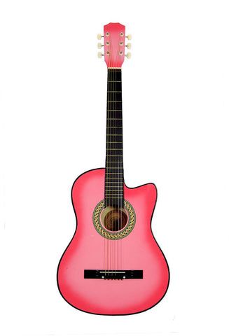 Economy GC3810R-PK 38 Inch Pink Cutaway Folk Acoustic Guitar - ccttek