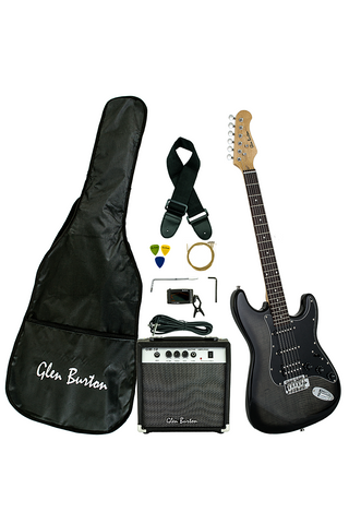 Glen Burton GE101BCO-BKB Solid Body ST-Style Electric Guitar Combo - ccttek