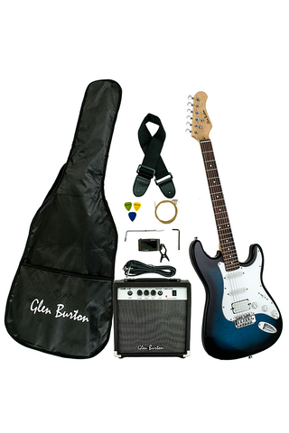 Glen Burton GE101BCO-BLS Solid Body ST-Style Electric Guitar Combo - ccttek