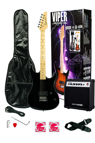 Viper GE93CO-BK Solid Body Electric Guitar Combo Package - ccttek