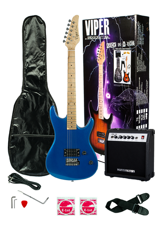 Viper GE93CO-MBU Solid Body Electric Guitar Combo Package - ccttek
