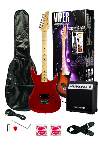 Viper GE93CO-MRD Solid Body Electric Guitar Combo Package - ccttek