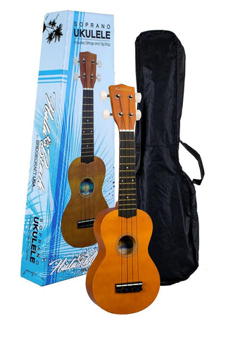 Hula Beach UKH-10-BR Soprano Ukulele w/ Gig Bag - ccttek