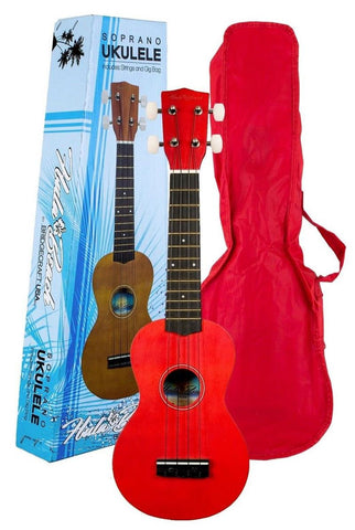 Hula Beach UKH-10-RD Soprano Ukulele w/ Gig Bag - ccttek